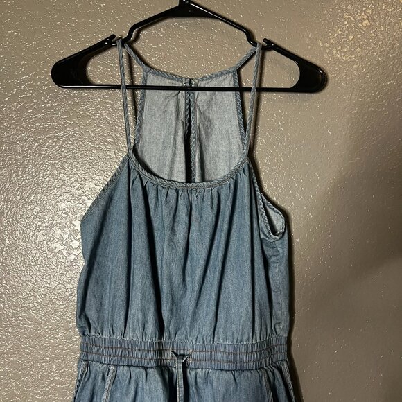 Rico Jeans Chambray Denim Romper Women’s Medium Sleeveless Drawstring M - Picture 5 of 7